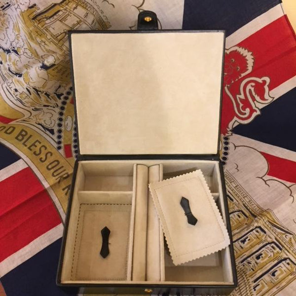 Custom Extra Large Stud Box | Cufflink and Jewelry Box | Travel | English Bridle Leather | Black | Sterling and Burke-Stud Box-Sterling-and-Burke