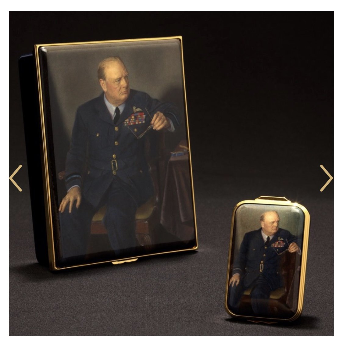 Halcyon Days Churchill Portrait by Chandor Enamel Box, Small-Enamel Box-Sterling-and-Burke