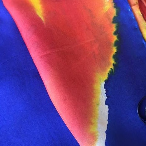 Hand Painted Silk Scarf | One of a Kind Blue Art Scarf | Fiji Blue Square | 44 by 44 Inch | Made in USA-SCARVES-Sterling-and-Burke