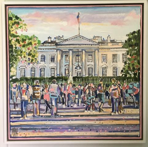 Art | White House | Original Oil Painting on Wood by Joanna Tyka | 24" x 24"-Oil Painting-Sterling-and-Burke