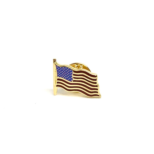 American Flag Lapel Pin | Waving US Flag Pin | Gold Plate | Made in England-Lapel Pin-Sterling-and-Burke