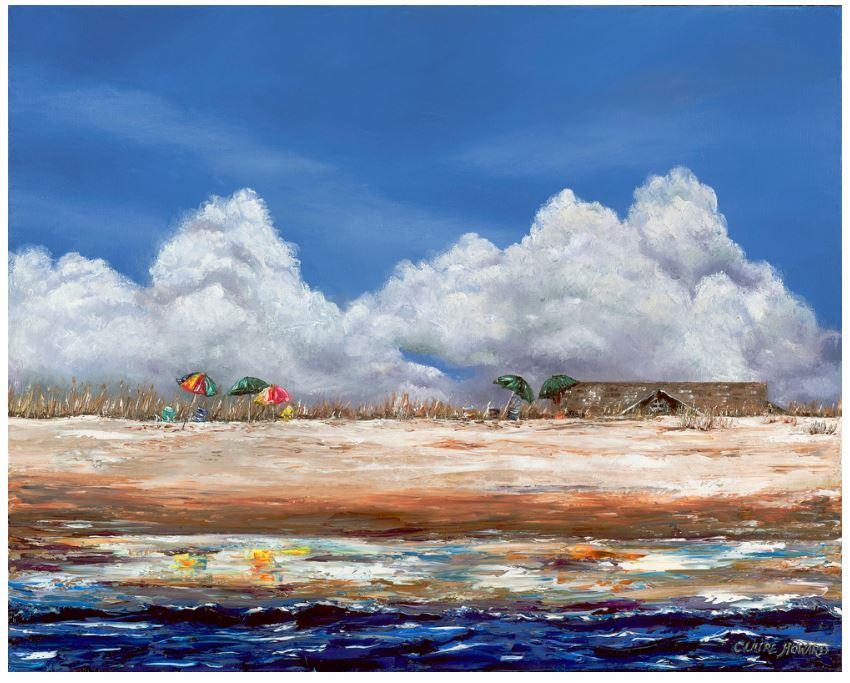 IOP Summer | 216 Ocean Boulevard | Isle of Palms, South Carolina | Original Oil Painting | Claire Howard | 48 by 60 inches-Oil Painting-Sterling-and-Burke