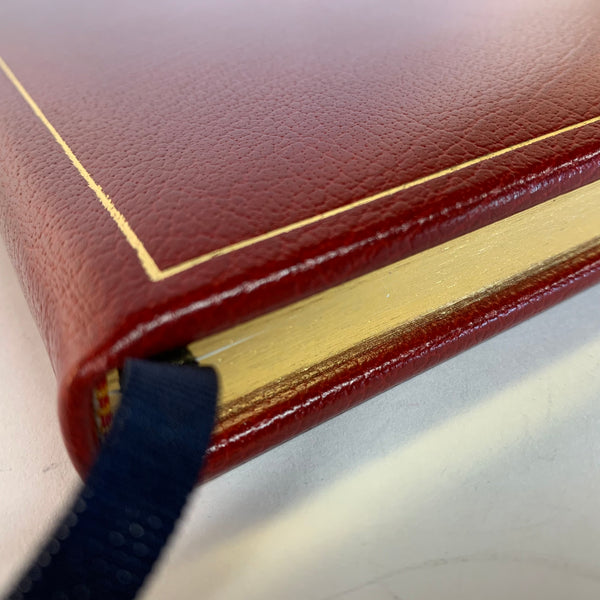 Guest Book Embassy of Japan | Burgundy Calf Leather | Gold Tooling | 7 by 9 Inches | Blank Pages | Made in England | Charing Cross