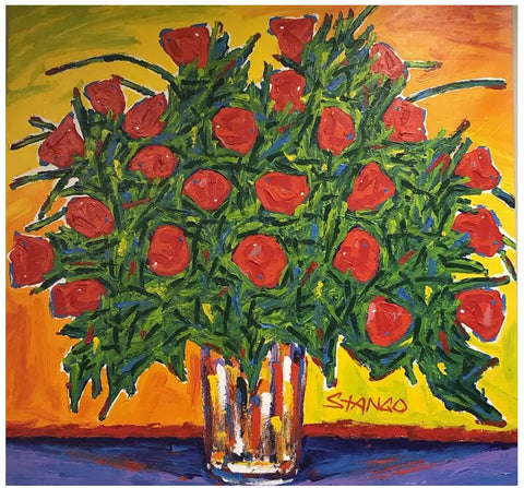 John Stango | American Red Roses Painting | USA Patriotic Artist | Washington, DC | 42 by 40"