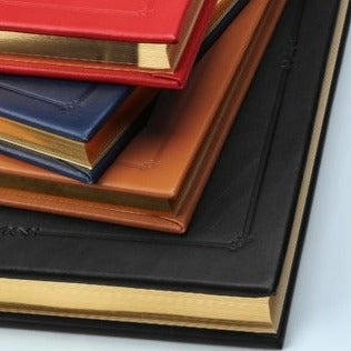 Journal Book | Hand Made in USA | 9.25 by 7 Inches | Hard Cover with Soft Goat Leather | Gilt Edges | Scarlet Red