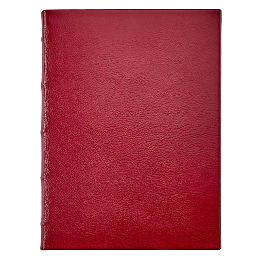 Journal Book | Hand Made in USA | 9.25 by 7 Inches | Hard Cover with Soft Goat Leather | Gilt Edges | Scarlet Red