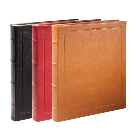 Journal Book | Hand Made in USA | 10.75 by 8.75 Inches | Hard Cover with Extra Tooling | Cow Hide Leather | Gilt Edges | Onyx Black