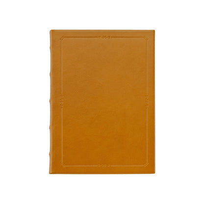 Journal Book | Hand Made in USA | 8 by 5.5 Inches | Hard Cover with Extra Tooling | Cow Hide Leather | Gilt Edges | Onyx Black
