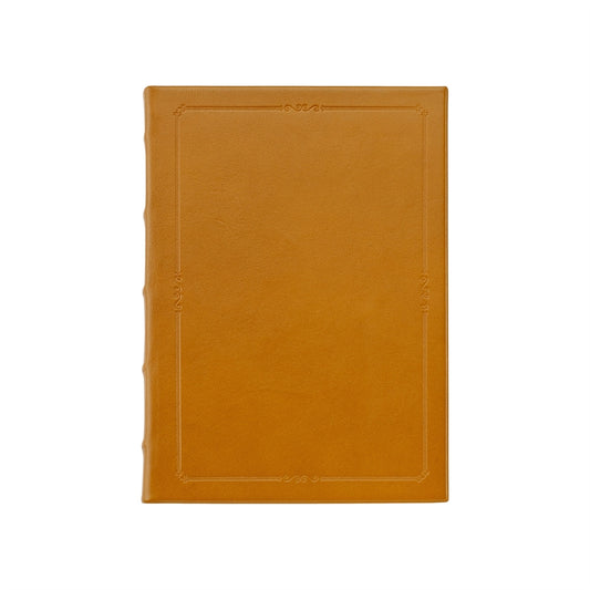 Journal Book | Hand Made in USA | 8 by 5.5 Inches | Hard Cover with Extra Tooling | Cow Hide Leather | Gilt Edges | London Tan