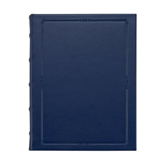 Journal Book | Hand Made in USA | 9.25 by 7 Inches | Hard Cover with Extra Tooling | Cow Hide Leather | Gilt Edges | Federal Blue