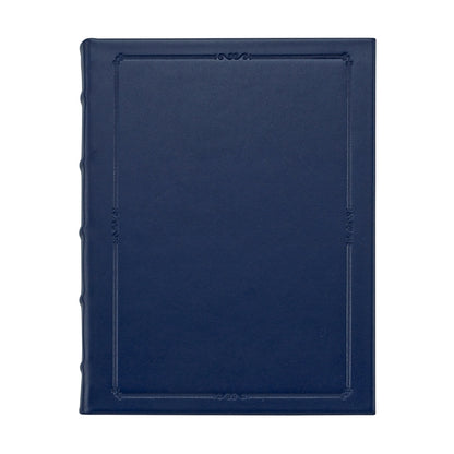 Journal Book | Hand Made in USA | 10.75 by 8.75 Inches | Hard Cover with Extra Tooling | Cow Hide Leather | Gilt Edges | Federal Blue