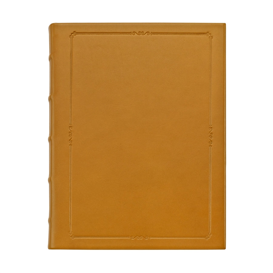 Journal Book | Hand Made in USA | 10.75 by 8.75 Inches | Hard Cover with Extra Tooling | Cow Hide Leather | Gilt Edges | London Tan