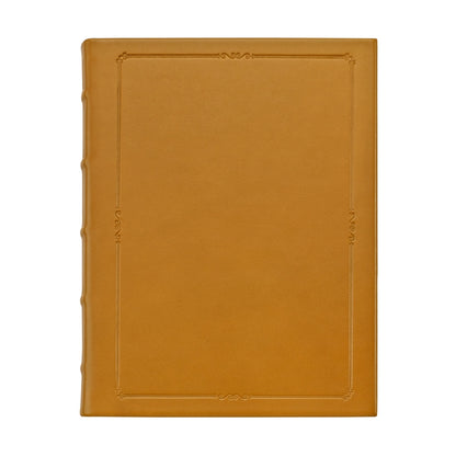 Journal Book | Hand Made in USA | 10.75 by 8.75 Inches | Hard Cover with Extra Tooling | Cow Hide Leather | Gilt Edges | London Tan