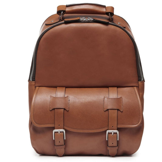 Lewis Classic 16" Leather Backpack | Brown Leather Backpack | Nickle Zippers | Made in USA | Korchmar