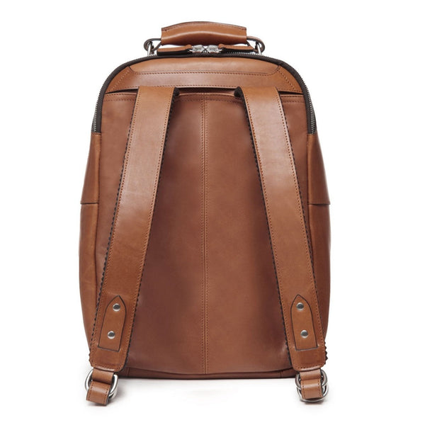 Lewis Classic 16" Leather Backpack | Black Leather Backpack | Nickle Zippers | Made in USA | Korchmar