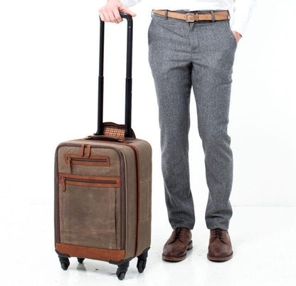 Emerson Waxed Canvas and Leather Wheeled Carry On-Korchmar Travel-Sterling-and-Burke