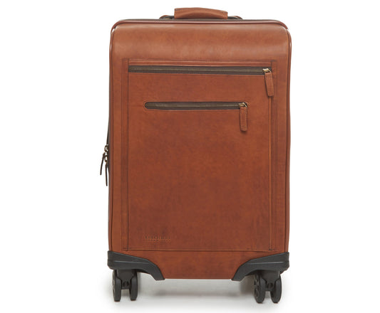 Leather Luggage | Hudson Leather Wheeled Luggage | Korchmar Leather | Initials Included