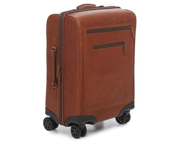 Leather Luggage | Hudson Leather Wheeled Luggage | Korchmar Leather | Initials Included