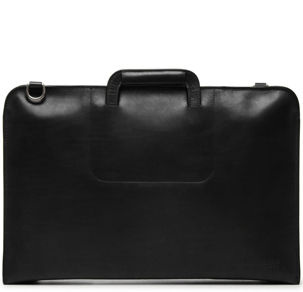 The Jackson 17" Leather Brief Bag with Zipper | Full Grain Leather | Made in USA | Korchmar | Biden Blue Leather with Nickel Fittings