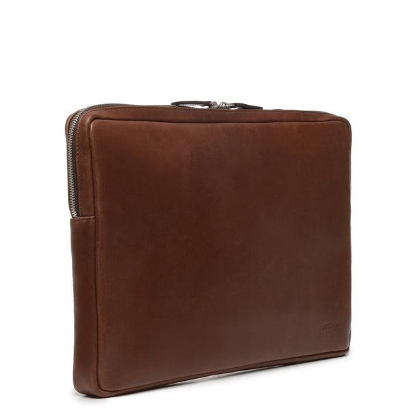 The Jackson 17" Leather Brief Bag with Zipper | Full Grain Leather | Made in USA | Korchmar | Classic American Brown Leather with Nickel Fittings
