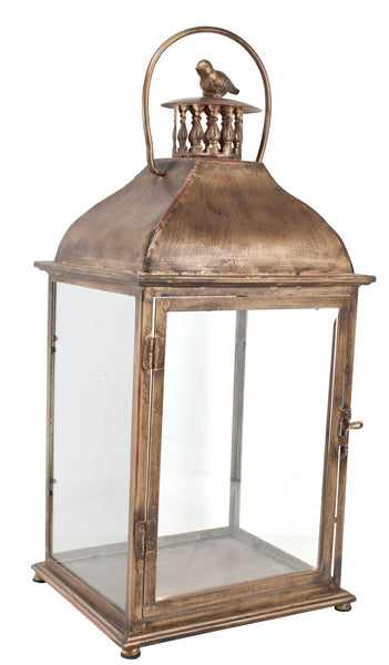 Lantern | Large and Tall | Antique White Metal and Glass | Antique Reproduction | Hand Made | 19 Inches | Studio Burke DC