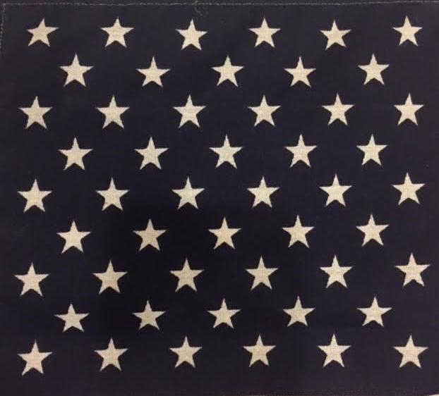 Burlap Flag No.259 | Original Oil Painting with 50 Star American Flag on Burlap by Laura Roosevelt | 32" x 39"-Mixed Media-Sterling-and-Burke