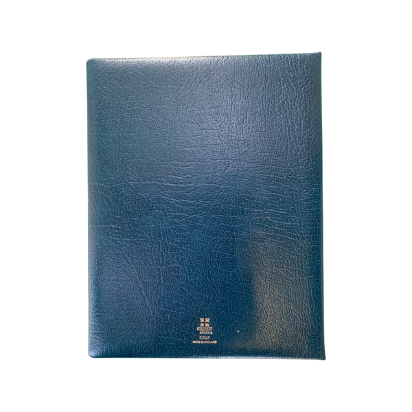 Special Order Leather Guest Book | Navy Blue Buffalo Calf | THE FABIANS | Love, Debbi & Howard