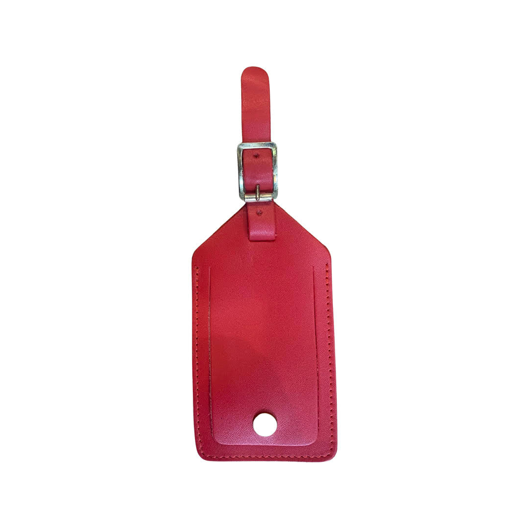 Leather Luggage Tag | Buffalo Embossed and Smooth Calf Luggage Tag | Made in England | Red, Green, Blue Leather | Charing Cross