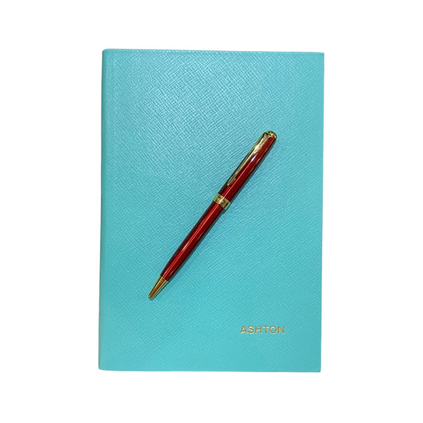 Crossgrain Leather Notebook | 8 by 6 Inches | Name Gold Embossed | Lined Pages | Made in England | Charing Cross