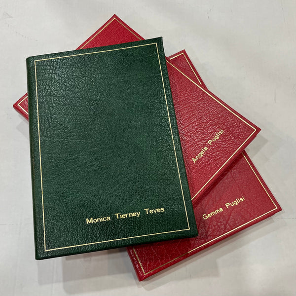 Grimaldi Project: Leather Notebook | Personalized with Full Name | Scarlet & Green Textured Calf | Charing Cross