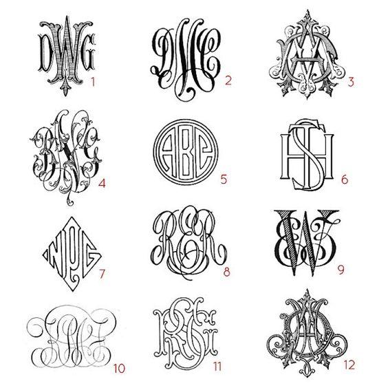 Bespoke Monogram Samples | Custom Victorian Monograms | Hand Engraved Stationery and Invitations | Elegant Monogram Examples-Stationery-Sterling-and-Burke