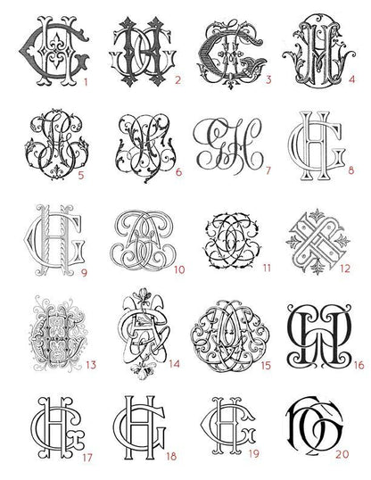 The Wren Press | Monogram Samples | Hand Engraved Stationery and Invitations | Elegant Monogram Examples-Stationery-Sterling-and-Burke