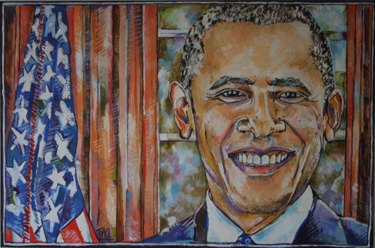 Art | Mr. President | Original Oil Painting on Wood | 24" x 36"-Oil Painting-Sterling-and-Burke