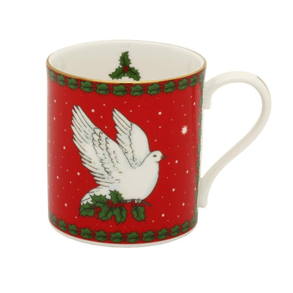 Halcyon Days Dove of Peace Mug in Red-Bone China-Sterling-and-Burke