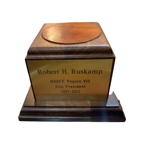NARFE | Waterford Crystal Capitol Dome Awards with Engraved Plate on Natural Walnut Base