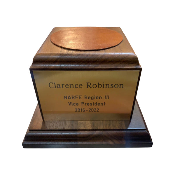 NARFE | Waterford Crystal Capitol Dome Awards with Engraved Plate on Natural Walnut Base