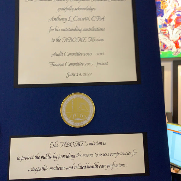 2022 Award for NBOME | Cossetti | Meritorious Service