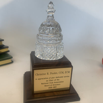 Waterford Crystal Capitol Dome | Capitol Dome Award on Walnut Base | Brass Plate Engraved with Message