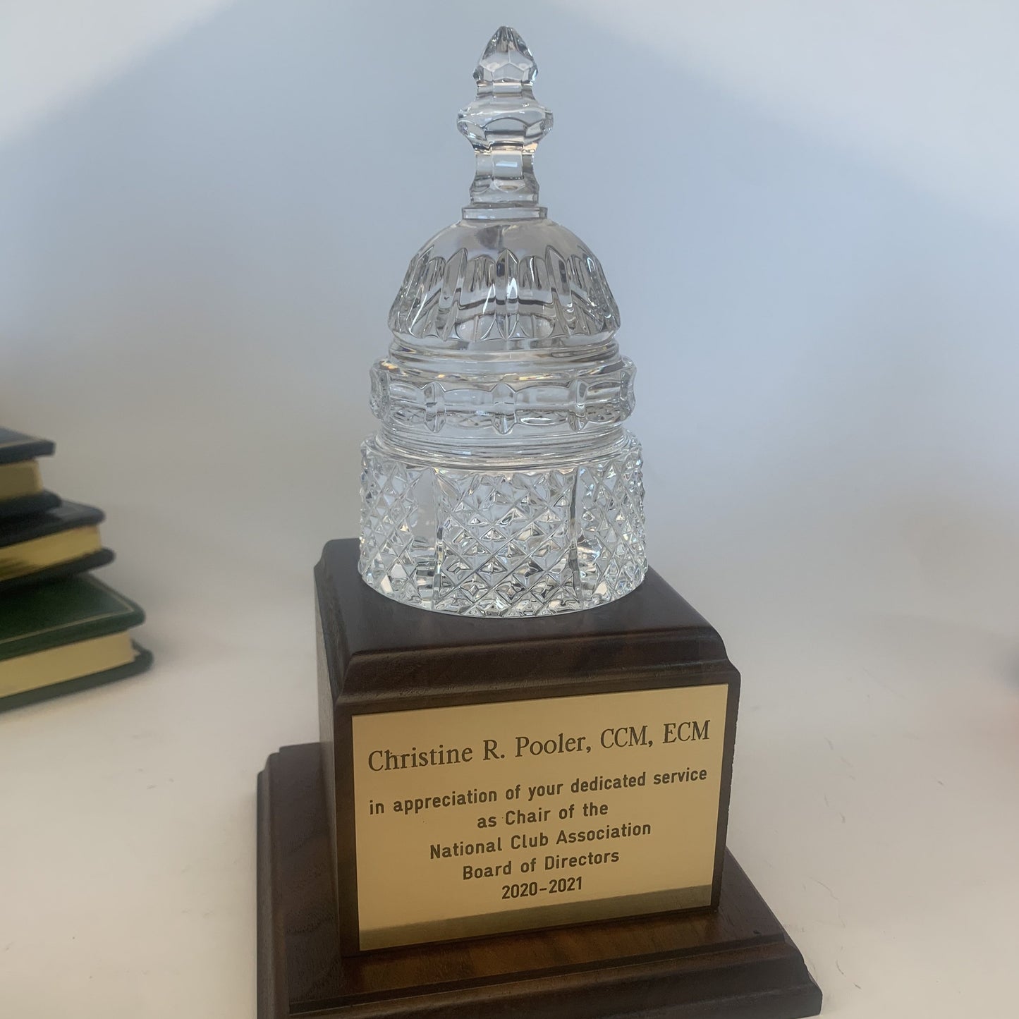 Waterford Crystal Capitol Dome | Capitol Dome Award on Walnut Base | Brass Plate Engraved with Message