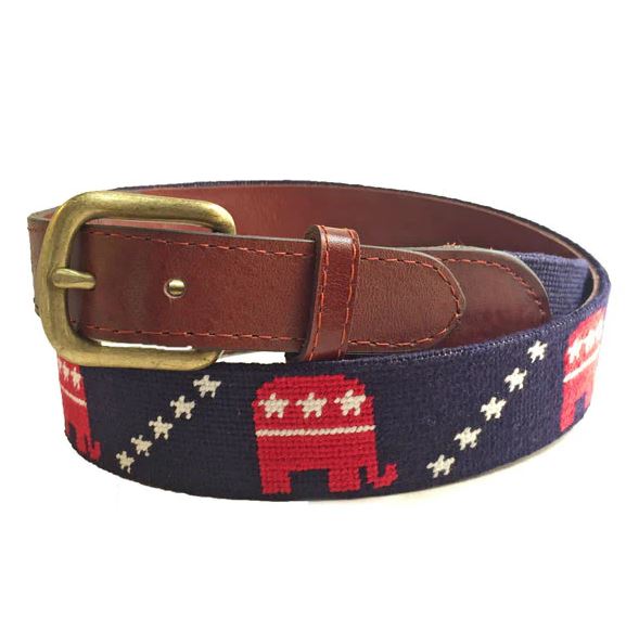 Needlepoint Collection | GOP Republican Needlepoint Belt | Midnight Navy | Smathers and Branson