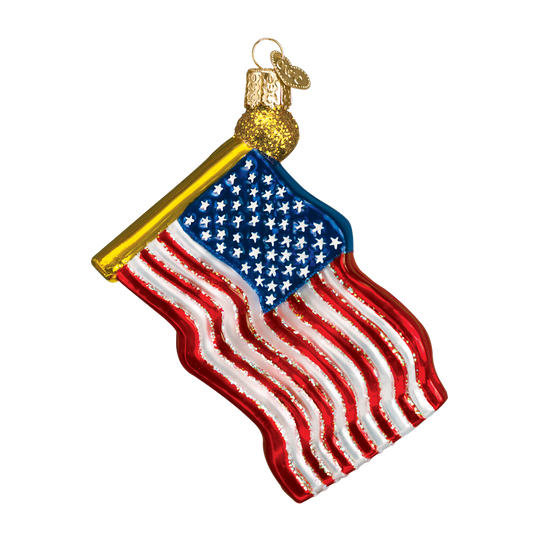 Christmas Ornament | US Flag | Stars and Stripes Ornament | Vintage Style | American Flag | Hand Blown Glass-Christmas Ornament-Sterling-and-Burke
