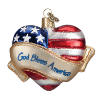 Christmas Ornament | God Bless America Heart Flag Ornament | God Bless America | American Heart Flag Christmas Ornament | Patriotic Design | USA Flag Christmas Ornament-Christmas Ornament-Sterling-and-Burke