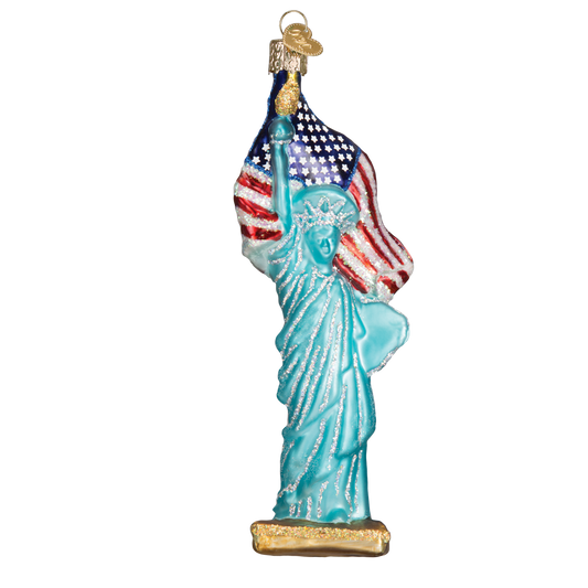 Christmas Ornament | Statue of Liberty with American Flag | USA Patriotic | Statue of Liberty Christmas Ornament | Vintage Style-Christmas Ornament-Sterling-and-Burke