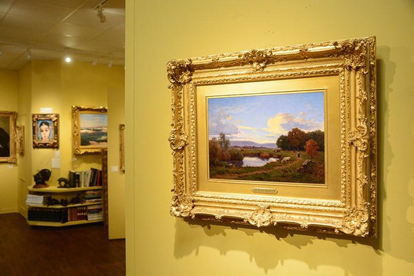 Antique Oil Painting on Canvas | La Petite Mare by Jean Ferdinand Monchablon | 19.5" x 23.5" Framed-Oil Painting-Sterling-and-Burke