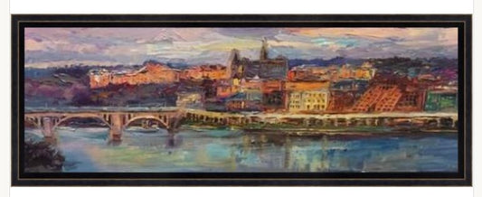 Georgetown Panorama | Georgetown University | Washington, DC Art | Original Oil and Acrylic Painting on Canvas by Zachary Sasim | 12" by 36" | Commission