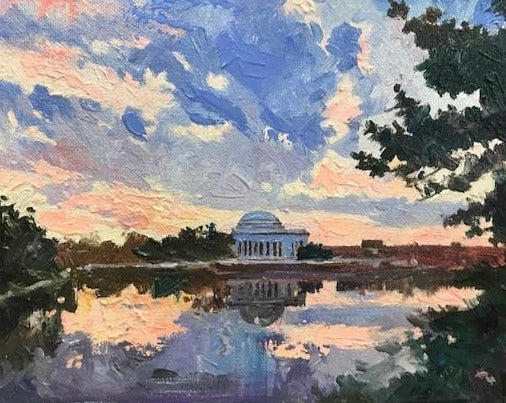 Jefferson Memorial at Dawn | Washington, DC Original Oil and Acrylic Painting on Canvas by Zachary Sasim | 10" by 8" | Commission
