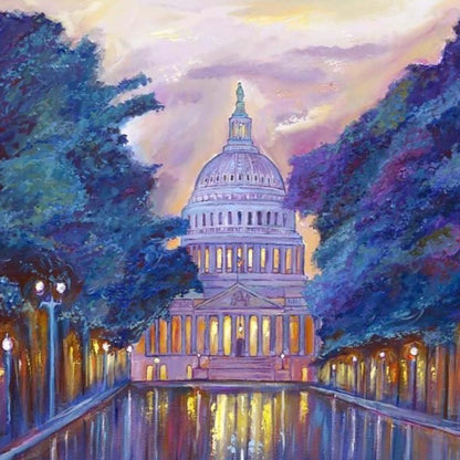 East Capitol Evening | Washington, DC Art | Original Oil and Acrylic Painting on Canvas by Zachary Sasim | 24" by 30" | Commission