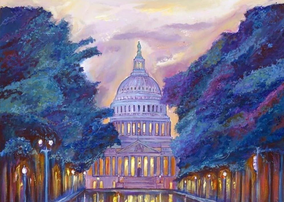 East Capitol Evening | Washington, DC Art | Original Oil and Acrylic Painting on Canvas by Zachary Sasim | 24" by 30" | Commission