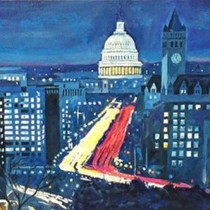 Pennsylvania Ave Panorama | Washington, DC Art | Original Oil and Acrylic Painting on Canvas by Zachary Sasim | 12" by 36" | Commission