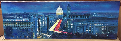 Pennsylvania Ave Panorama | Washington, DC Art | Original Oil and Acrylic Painting on Canvas by Zachary Sasim | 12" by 36" | Commission
